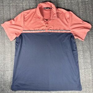 Mens Two-Tone Travis Mathew Pink & Blue Golf Polo With Stripes Size 3X